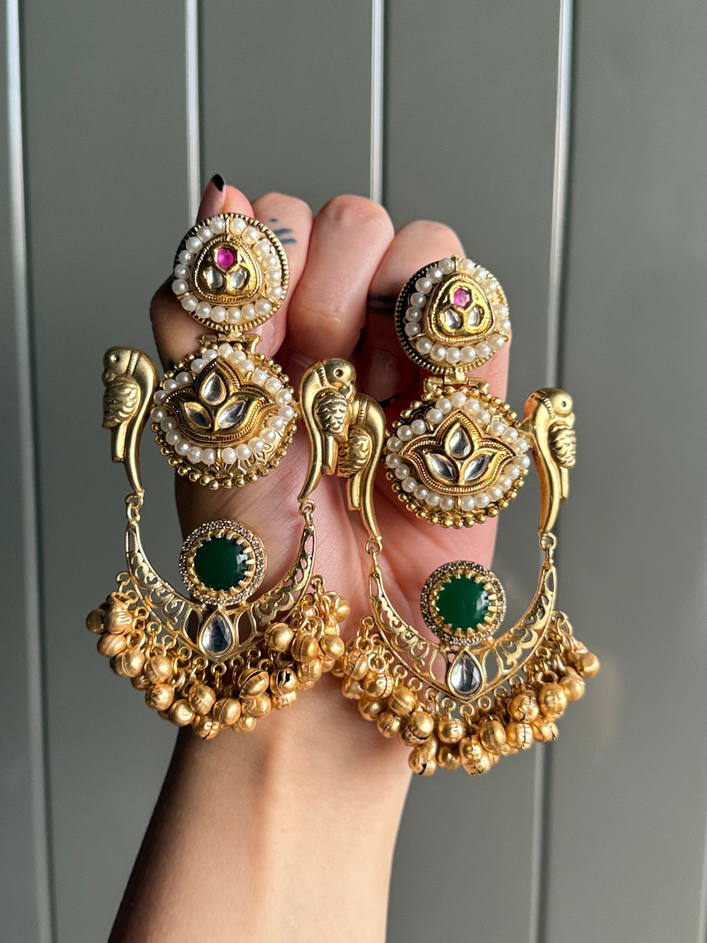Rajwada Parrot Charm Earrings