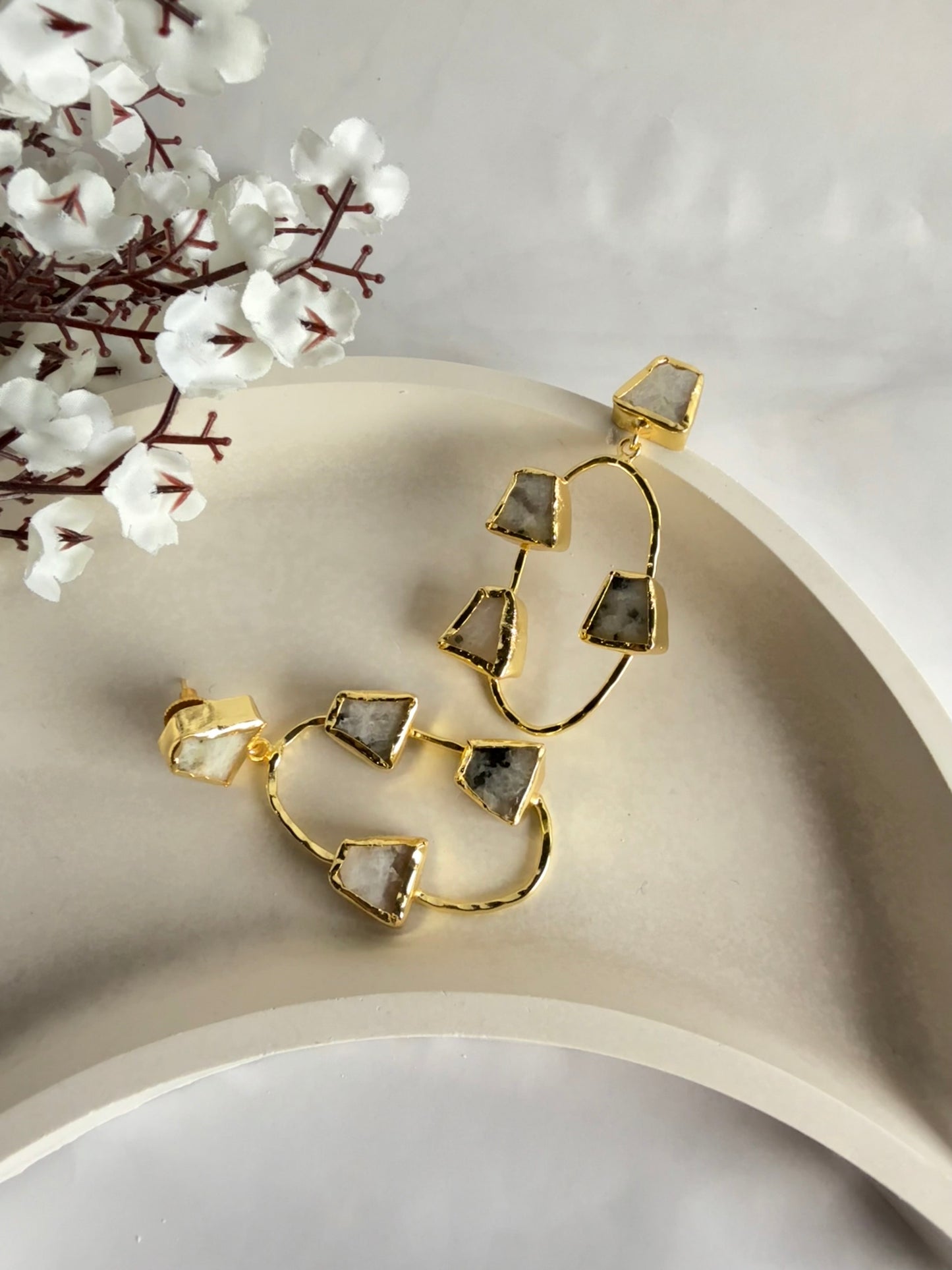 Golden Oval Earrings