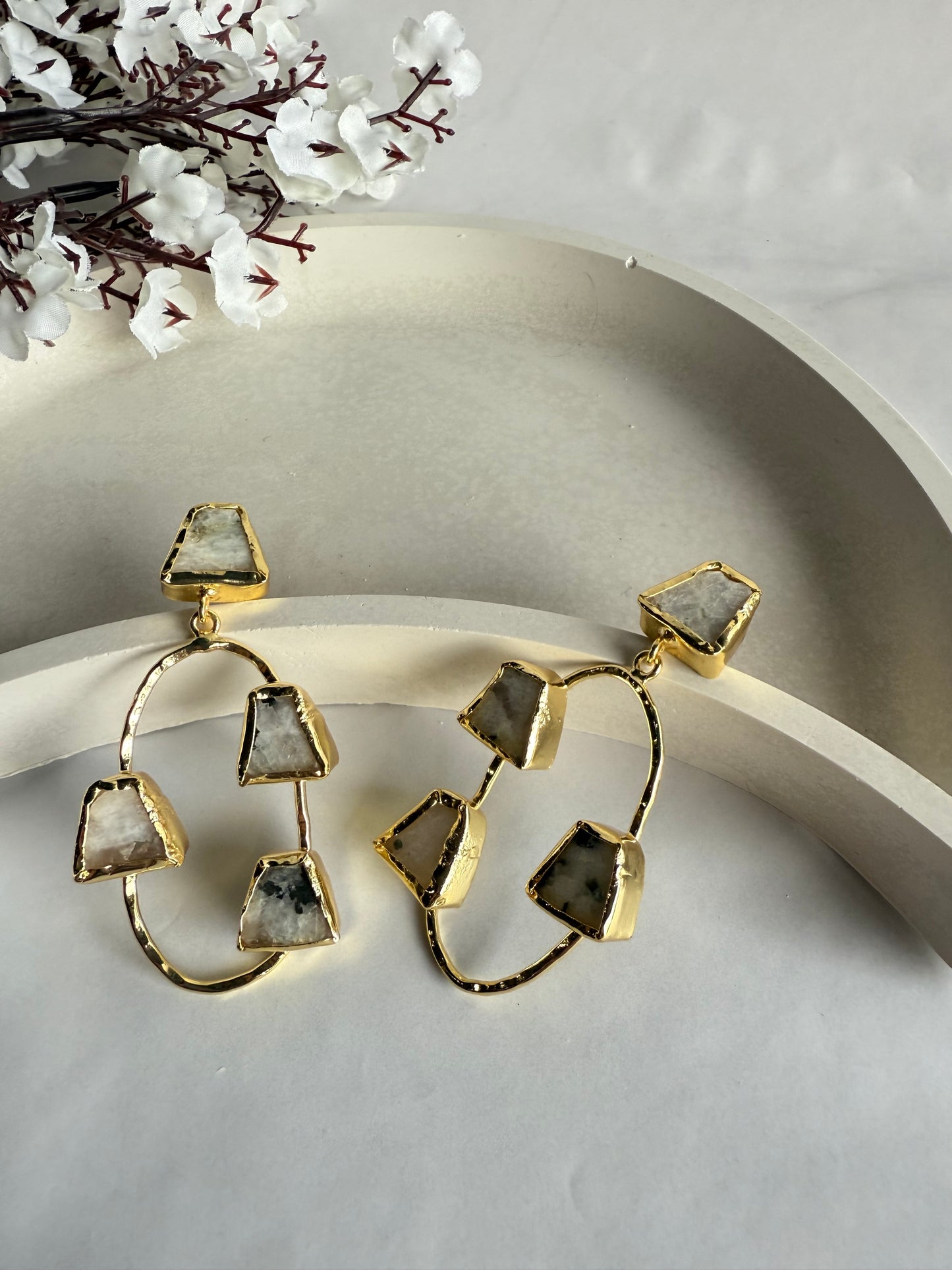 Golden Oval Earrings