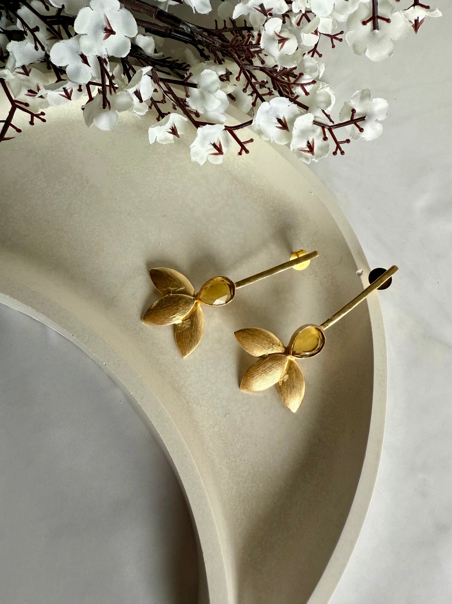 Golden Petal Drop Earrings