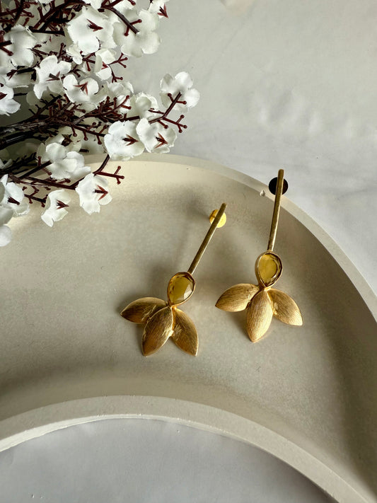 Golden Petal Drop Earrings