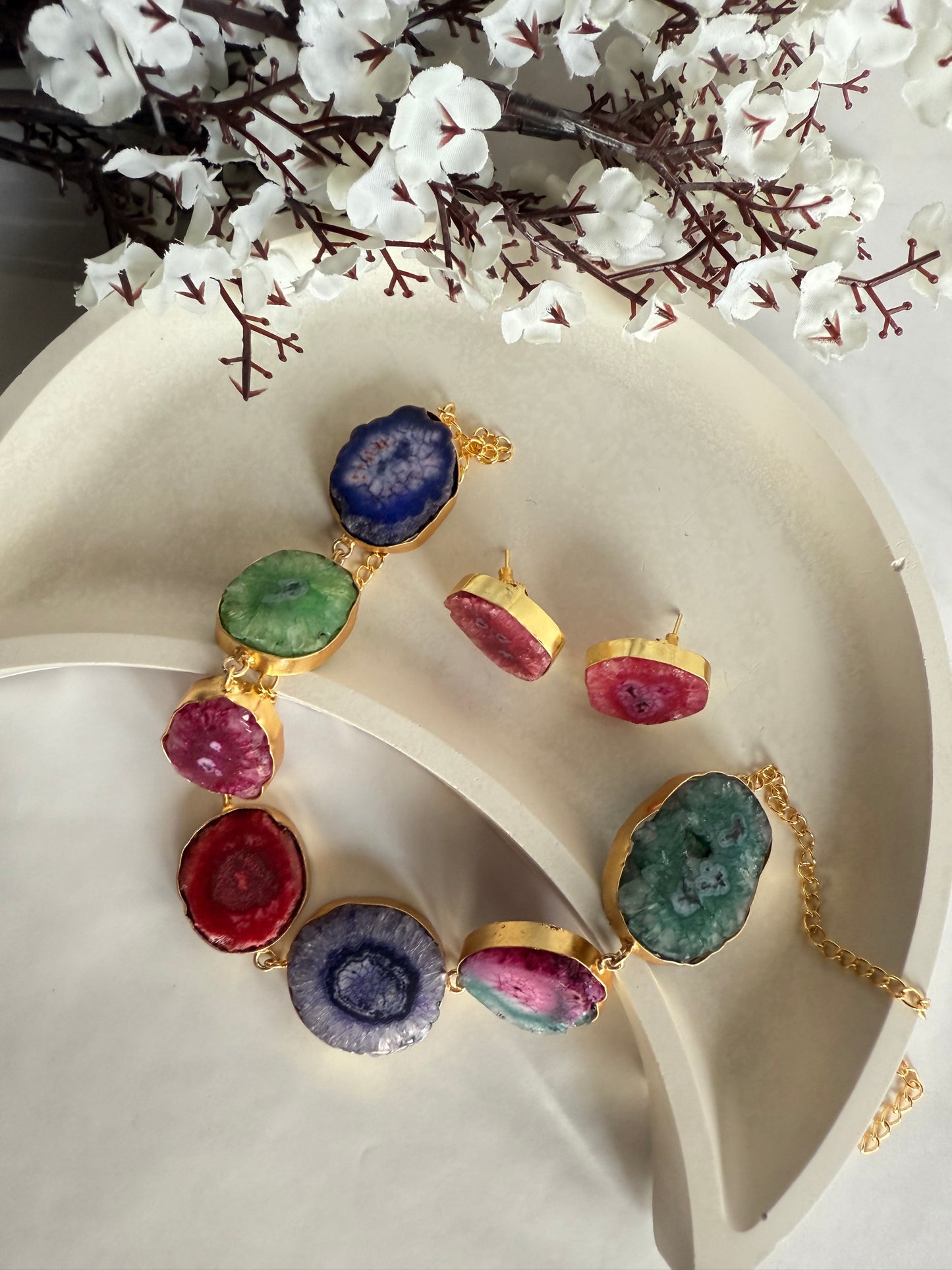 Aurora Agate Statement Set