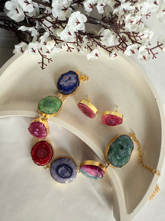 Aurora Agate Statement Set