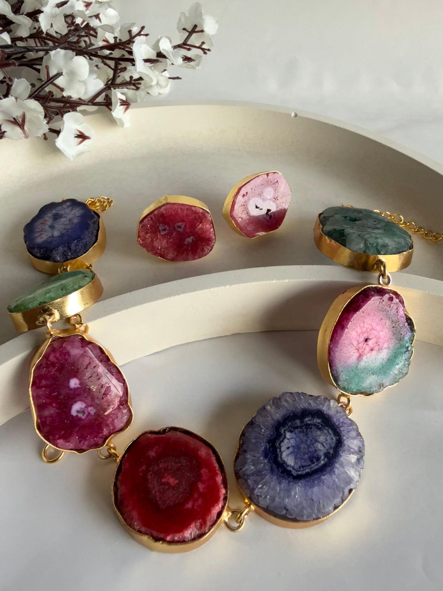 Aurora Agate Statement Set