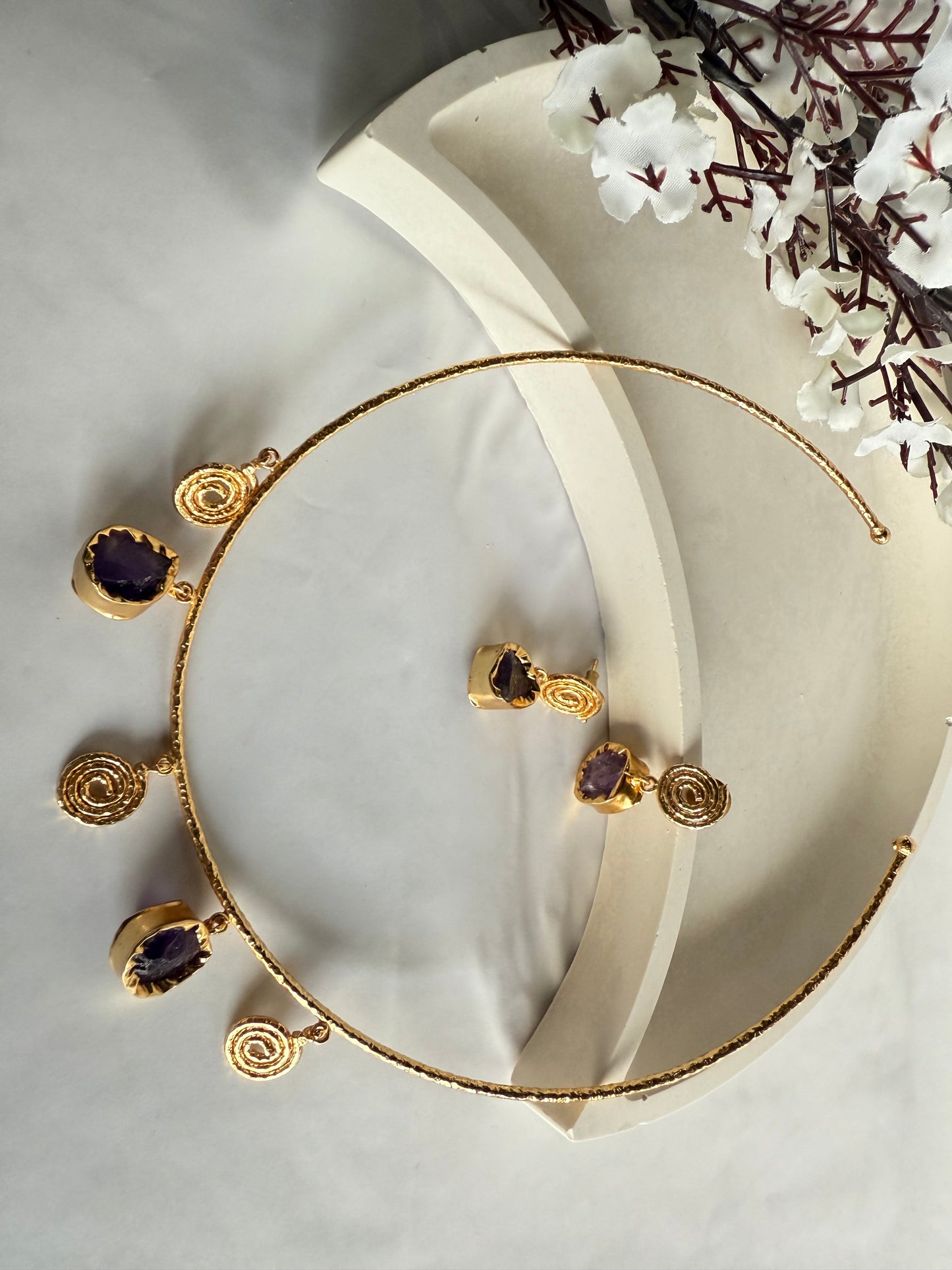 Spiral Amethyst Hasli Set