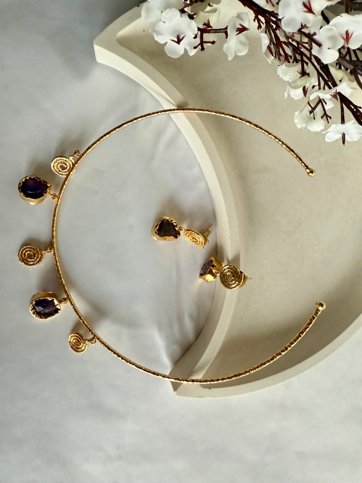 Spiral Amethyst Hasli Set