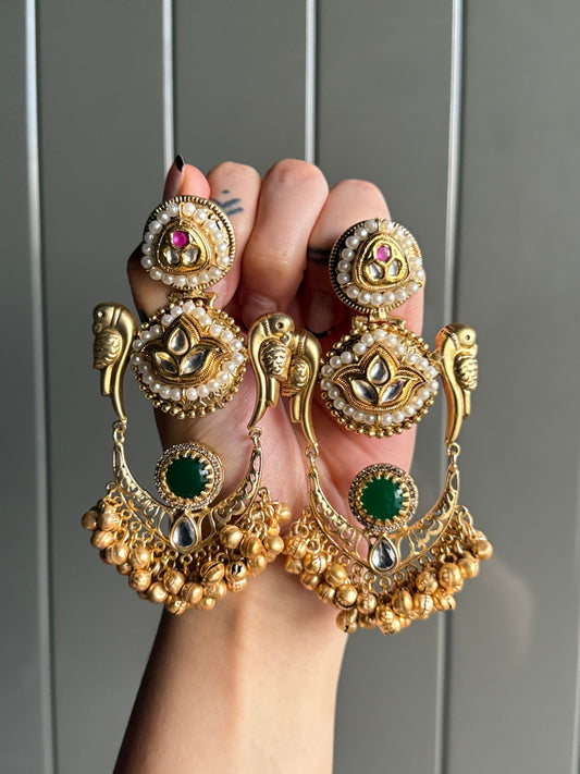 Rajwada Parrot Charm Earrings