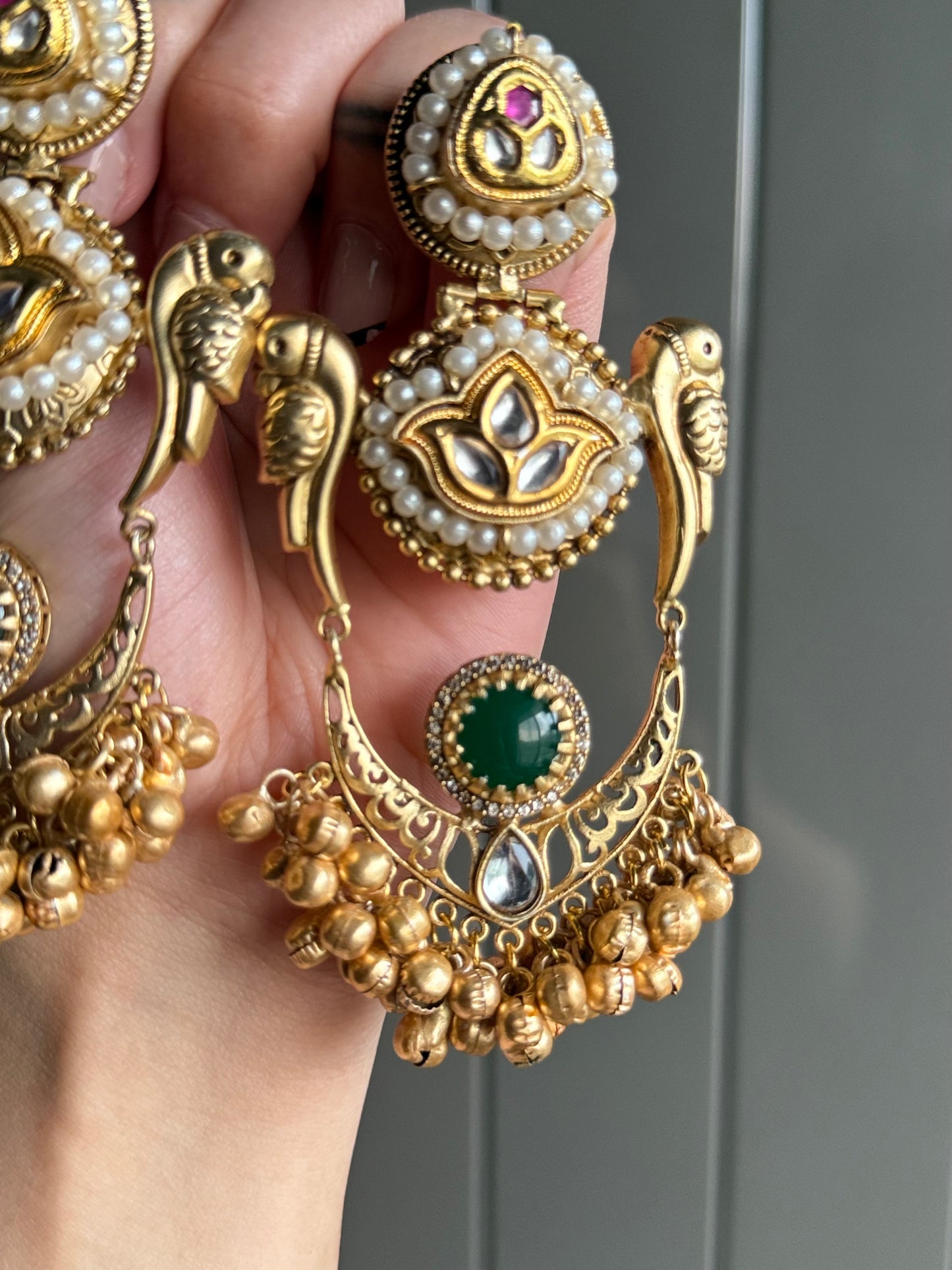 Rajwada Parrot Charm Earrings