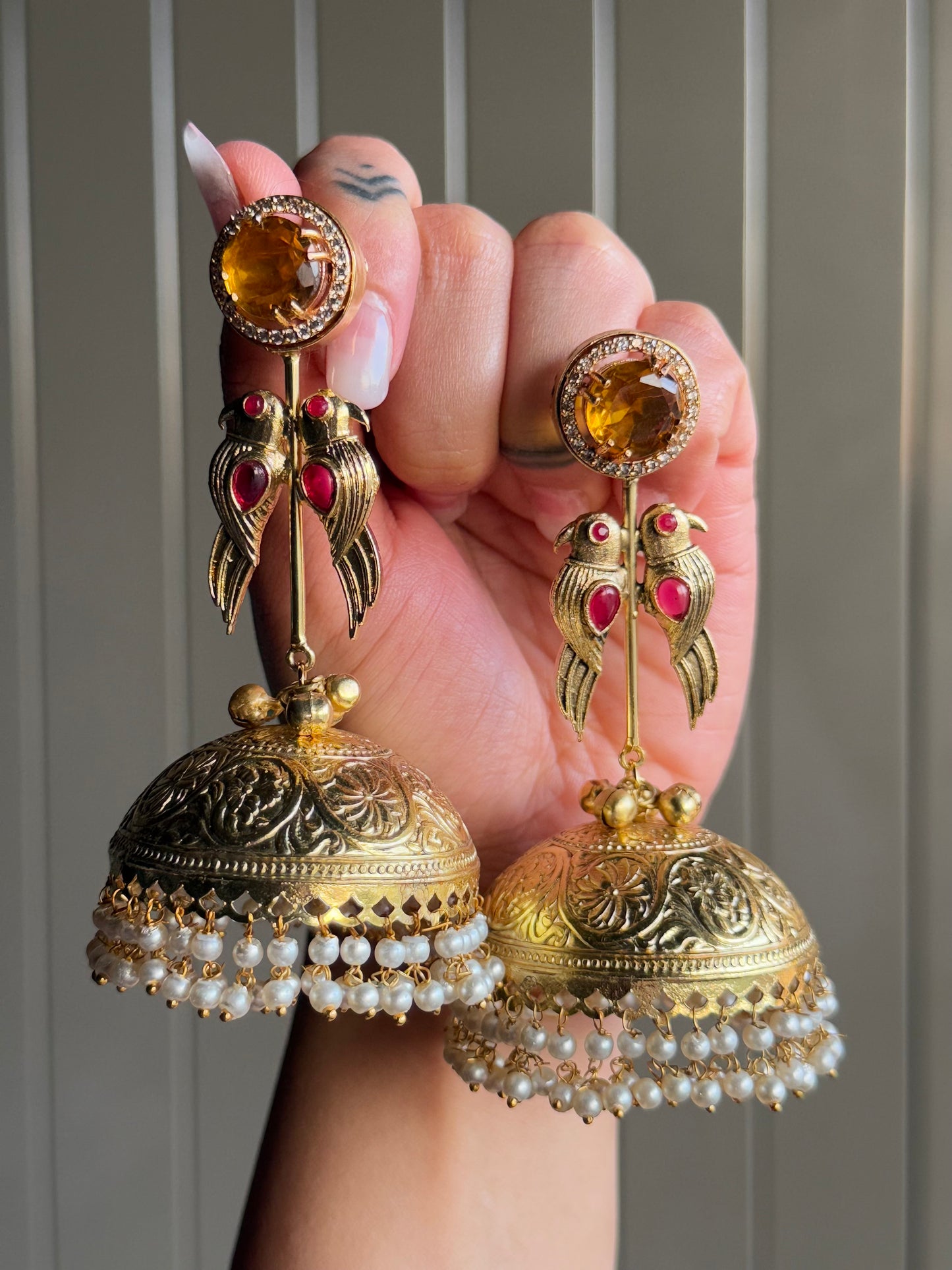 Kanaka Mayura Jhumkas