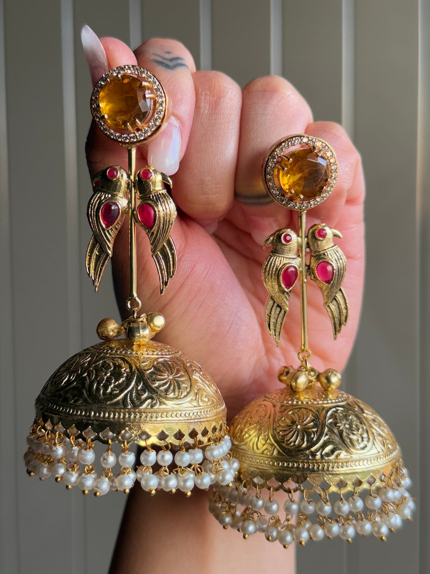 Kanaka Mayura Jhumkas